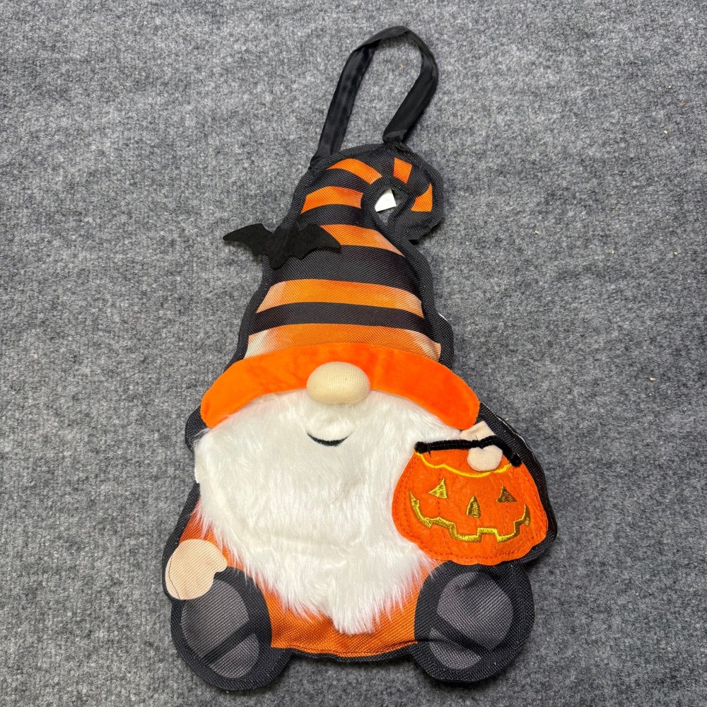 Halloween Gnome Hanging Wall Door Decor Plush Orange Black Striped Bat Pumpkin